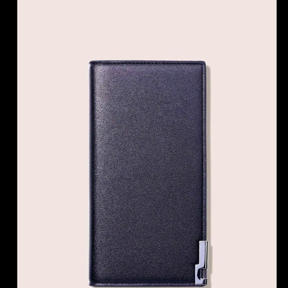 Black Metal Edge Long Wallet Purse